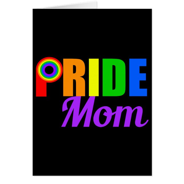 Tarjeta LGBTQ de texto Rainbow de mamá orgullo gay (Frente)