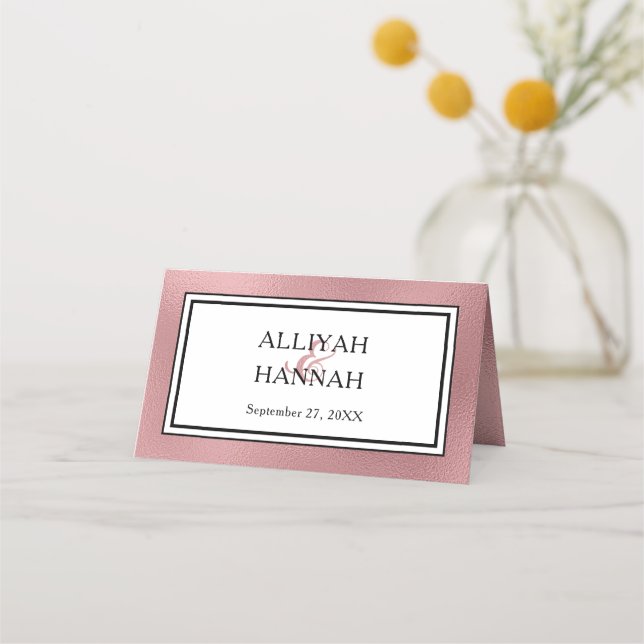 Tarjeta LGBTQ Rosa Gold Modern Boda Place Card (Reverso)