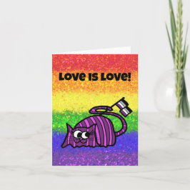 Tarjeta LGBTQIA El amor es amor Bandera Asexual con Chesir