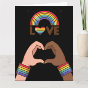 Tarjeta LGTB+Orgullo. Amo el arcoiris. Corazón.