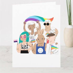Tarjeta LGTB+Orgullo. Amor GAY. Bandera arcoiris.