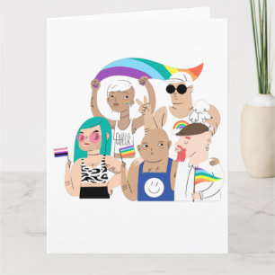Tarjeta LGTB+Orgullo. Amor GAY. Bandera arcoiris.