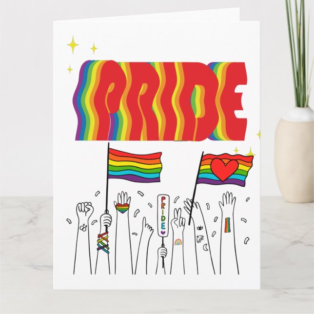 Tarjeta LGTB+Orgullo. Orgullo de amor gay. (Anverso)