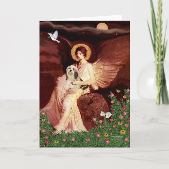 Tarjeta Lhasa Apso 4 - Ángel sentado (Anverso)