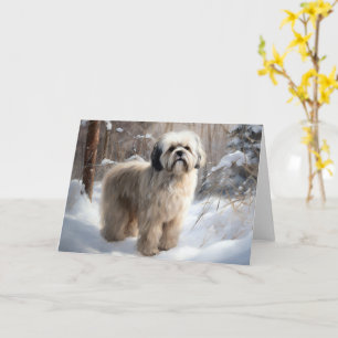 Tarjeta Lhasa Apso Let It Snow Navidades