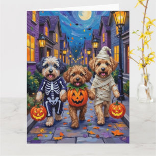 Tarjeta Lhasa Apso Pidiendo Dulces Con Disfraces De Hallow