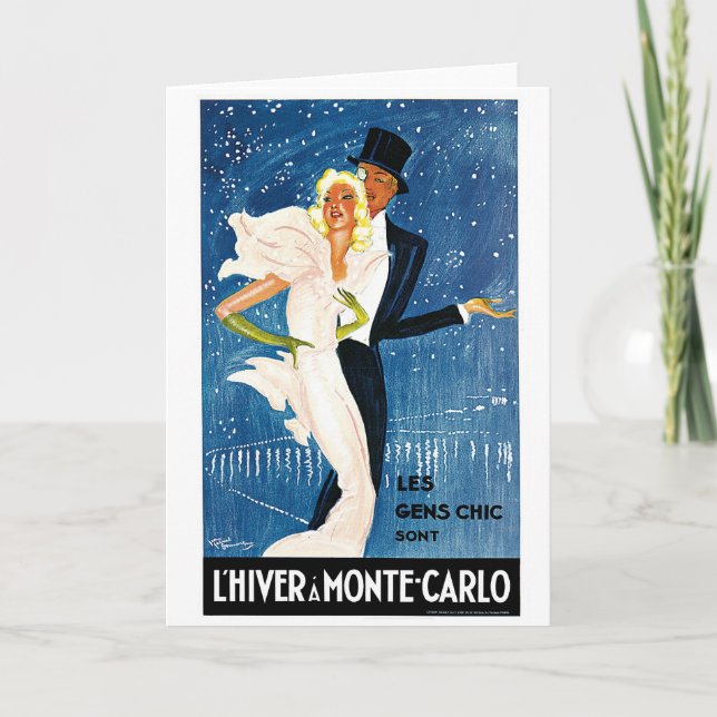 Tarjeta L'Hiver Monte Carlo Monaco Viajes de época (Anverso)
