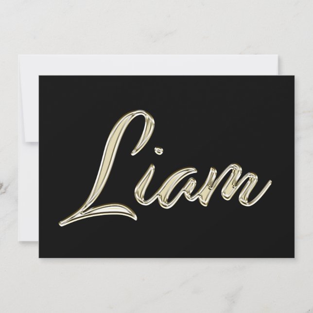 Tarjeta Liam Name white gold Handwriting Karte (Anverso)