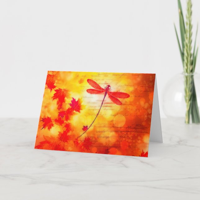 Tarjeta libélula de otoño (Anverso)