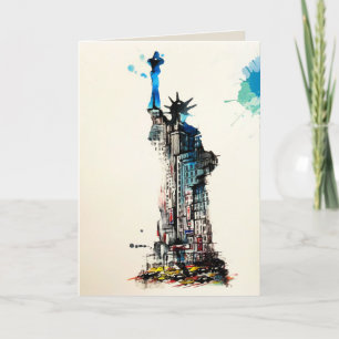 Tarjeta Liberty New York City Travel Love Watercolor
