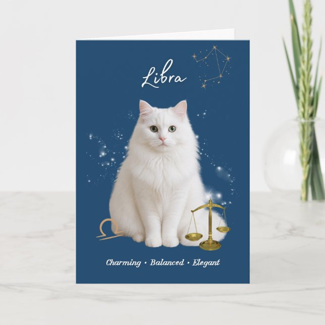 Tarjeta Libra Cat Birthday Card (Anverso)