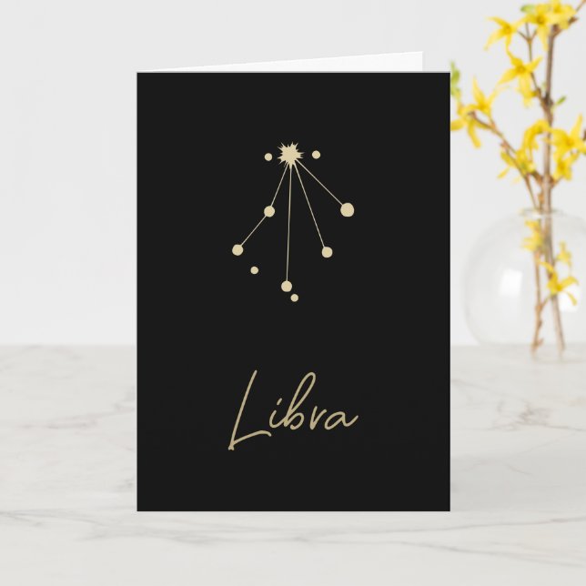 Tarjeta Libra Constellation Zodiac (flor amarilla)
