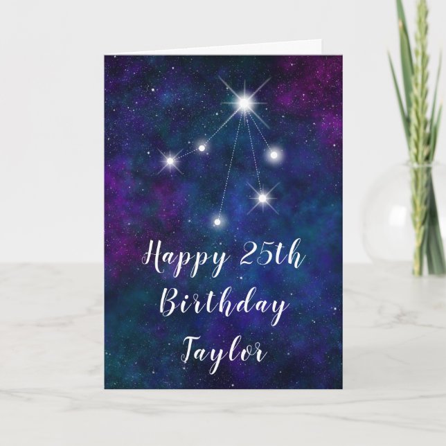Tarjeta Libra Zodiac Constellation Feliz cumpleaños (Anverso)