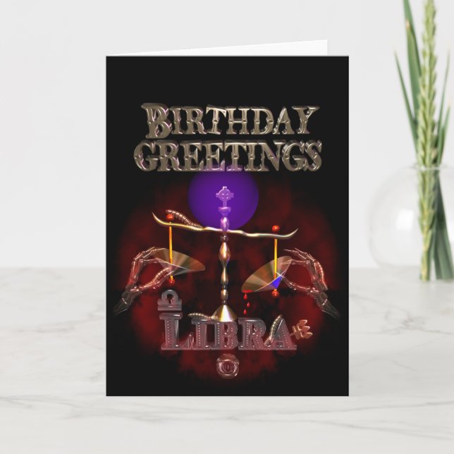 Tarjeta Libra Zodiac Cumpleaños Saludos de Valxart (Anverso)