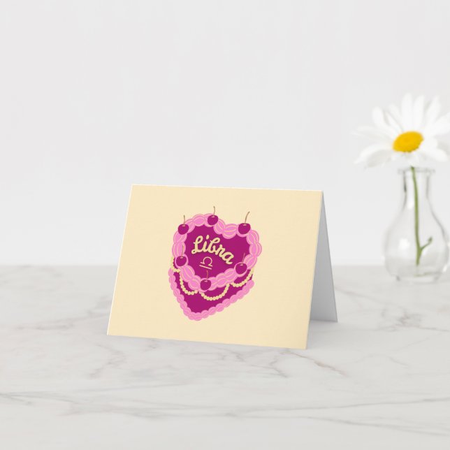 Tarjeta Libra Zodiac Pastel Heart Pastel Pastel de cumplea (Planta pequeña)