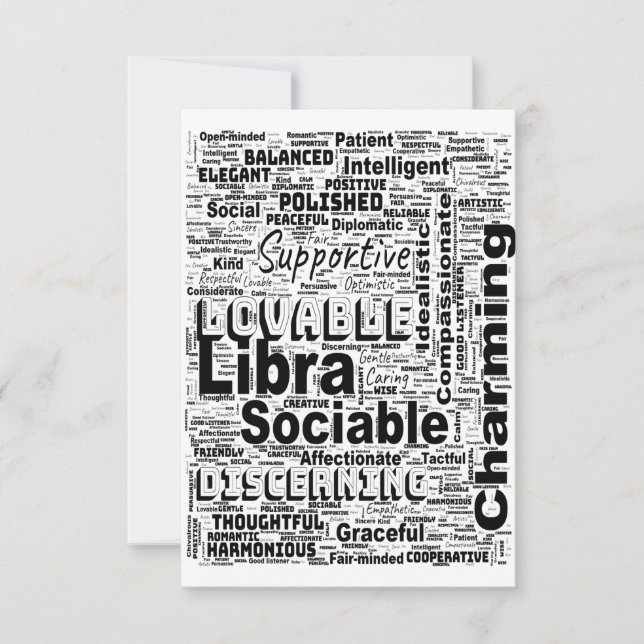 Tarjeta Libra Zodiac Word Cloud Inspiration Greeting (Anverso)