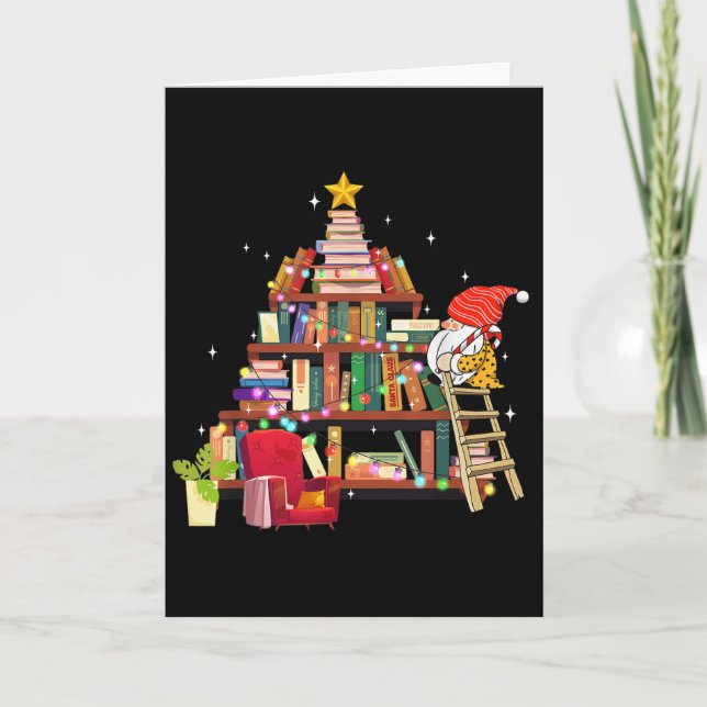Tarjeta Librarian And Book Lover Christmas Library Tree Li (Anverso)