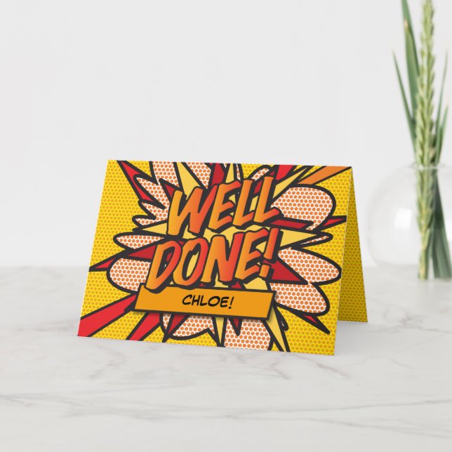 Tarjeta Libro Cómic Personalizado Pop Art WELL DONE (Anverso)