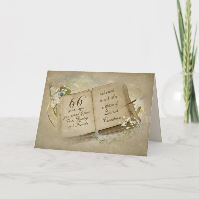 Tarjeta Libro de Bodas Vintage para 66 años (Anverso)