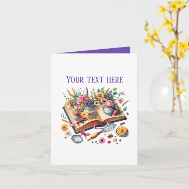 Tarjeta libro de cocina de Cute Bakery personalizable (flor amarilla)