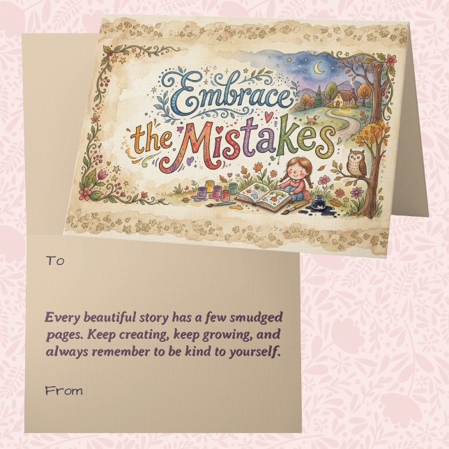 Tarjeta Libro de Cuentos de Mentalidad de Crecimiento Arte (Embrace Mistakes storybook motivation encouragement growth mindset self help teenager child card)
