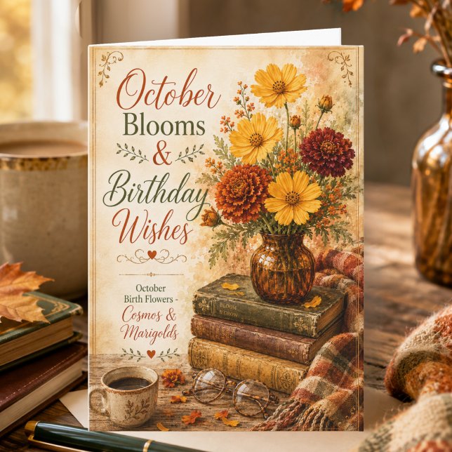 Tarjeta Libro de cumpleaños de flores de nacimiento de oct (Subido por el creador)