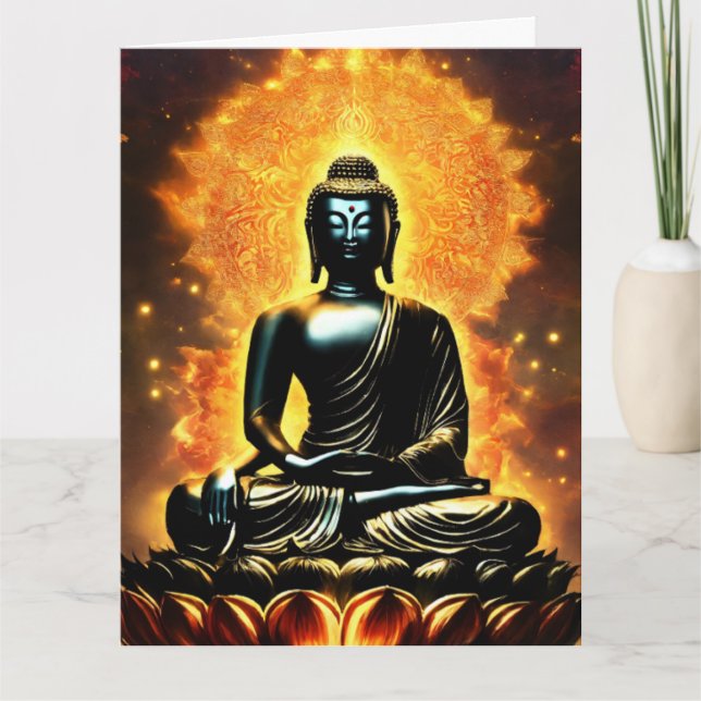 Tarjeta Libro de Invitados con Logo de Buda en Línea Blanc (Anverso)