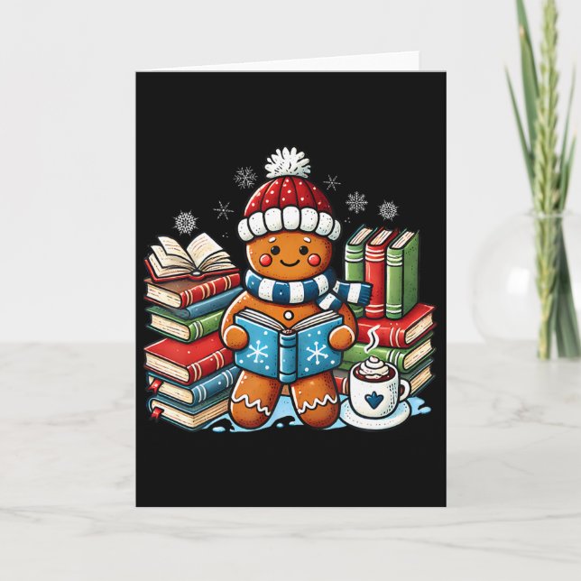 Tarjeta Libro de jengibre Lectores Amantes de Navidad Libr (Anverso)