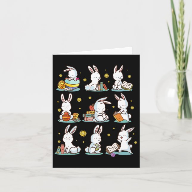Tarjeta Libro de lectura de Bunny Happy Easter Bookwords C (Anverso)