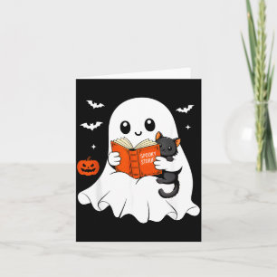 Tarjeta Libro de lectura de fantasmas Disfraz de gato negr