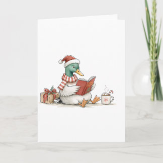 Tarjeta Libro de lectura de pato de Navidad para lecturas