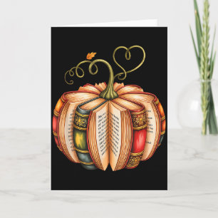 Tarjeta Libro de otoño Calabaza Bibliotecarios de otoño Gu