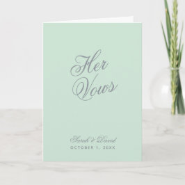 Tarjeta Libro de Votos de Boda Simple Verde Menta Sus Voto