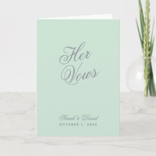Tarjeta Libro de Votos de Boda Simple Verde Menta Sus Voto