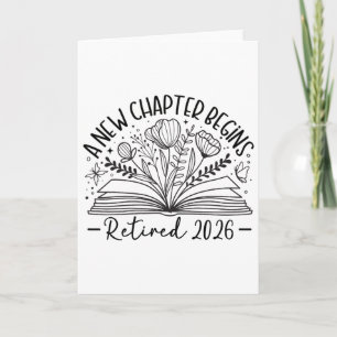 Tarjeta Libro Floral Un Nuevo Capítulo Comienza Jubilado J