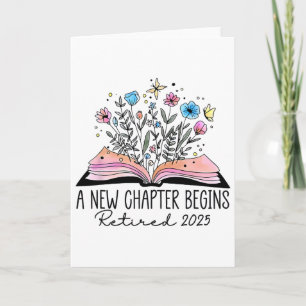 Tarjeta Libro Floral Un Nuevo Capítulo Comienza Jubilado J