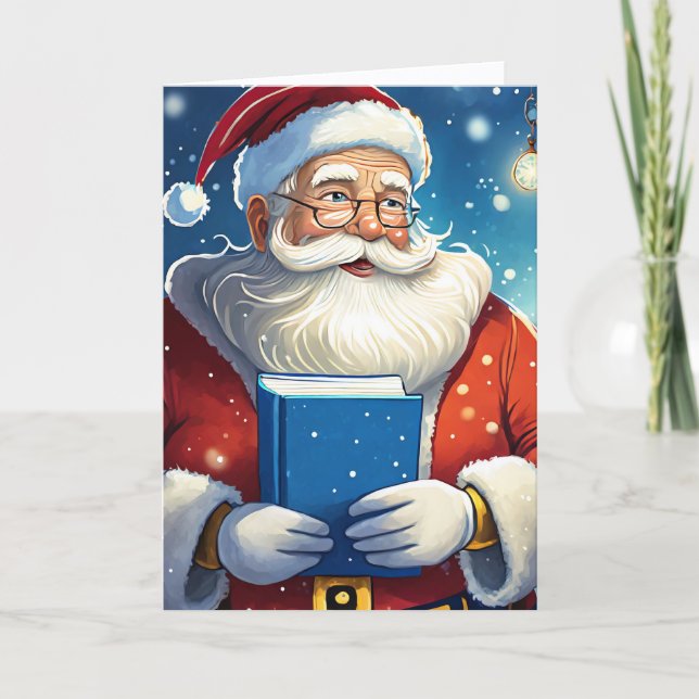 Tarjeta Libro Grande de Navidad de Santa (Anverso)