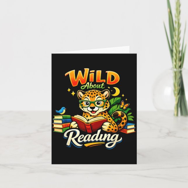 Tarjeta Libro Salvaje Sobre Leer Guepardo Estampado Animal (Anverso)