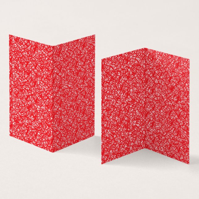 Tarjeta Libro Vertical Plegado | Patrón Abstracto Rojo (Interior y exterior)