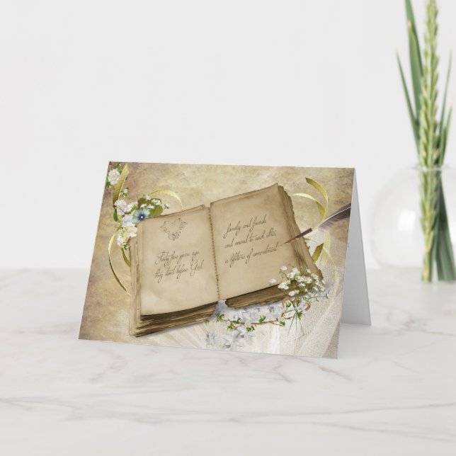 Tarjeta Libro vintage para 45 aniversario de bodas (Anverso)
