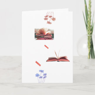 Tarjeta Libros Acogedores y Flores Estética Saludo de Lect