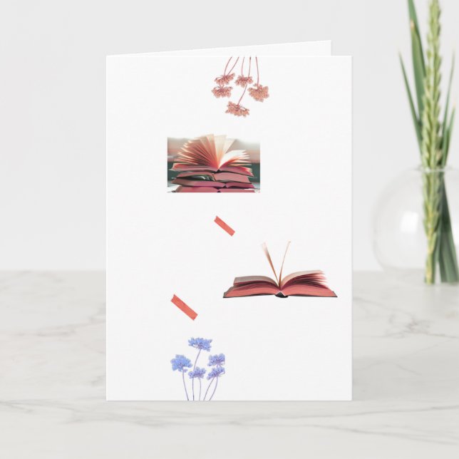 Tarjeta Libros Acogedores y Flores Estética Saludo de Lect (Anverso)