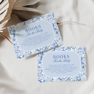 Tarjeta Libros azules y blancos de chinoiserie floral para