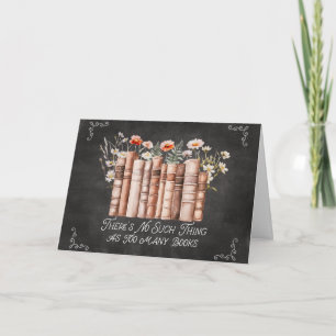 Tarjeta Libros con Flores y Cita en Pizarra Negra