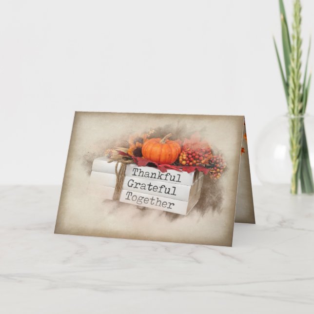 Tarjeta Libros de Acción de Gracias de Otoño (Anverso)