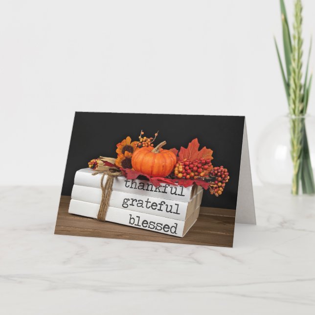 Tarjeta Libros de Acción de Gracias de Otoño (Anverso)