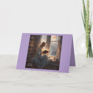 Tarjeta Libros de café Luz de luna Cumpleaños lavanda Rela