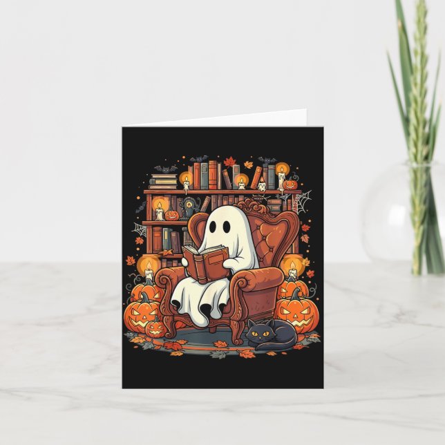 Tarjeta Libros de lectura de fantasmas de Halloween Calaba (Anverso)
