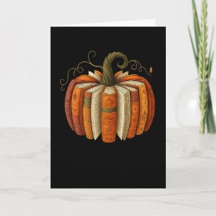 Tarjeta Libros de otoño Calabaza Lectura Retro Halloween D