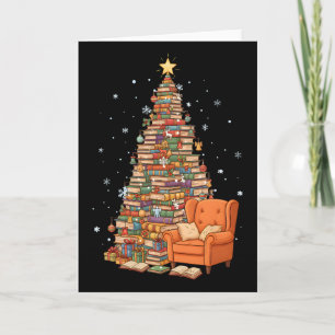 Tarjeta Libros divertidos de Navidad Árbol Amante de los l